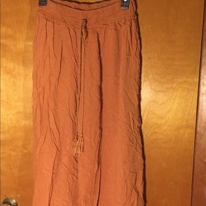 Shinestar Orange Linen Gaucho Pants Size L